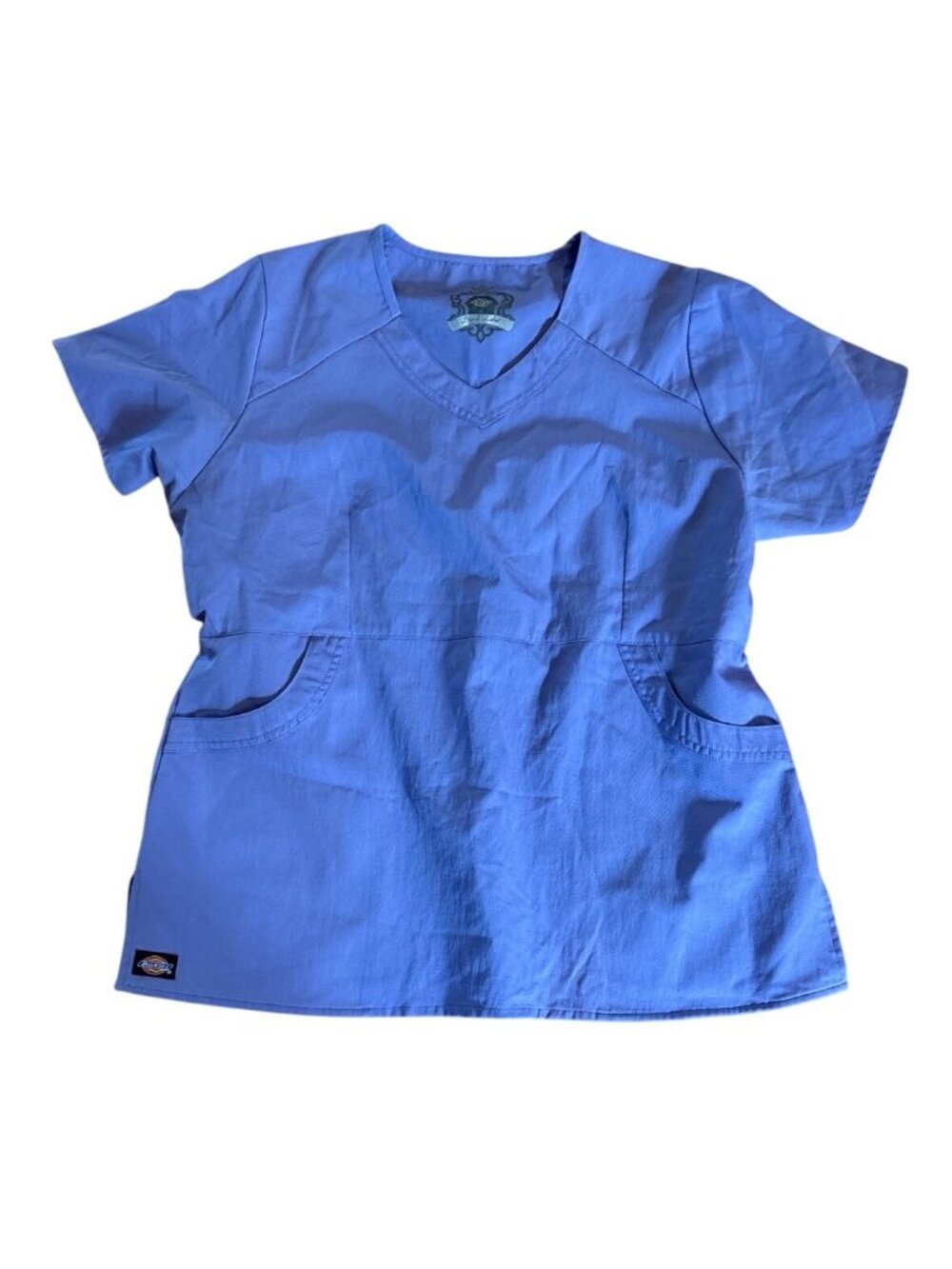 Dickies Black Label Scrub Top Womens Large Blue V Neck
